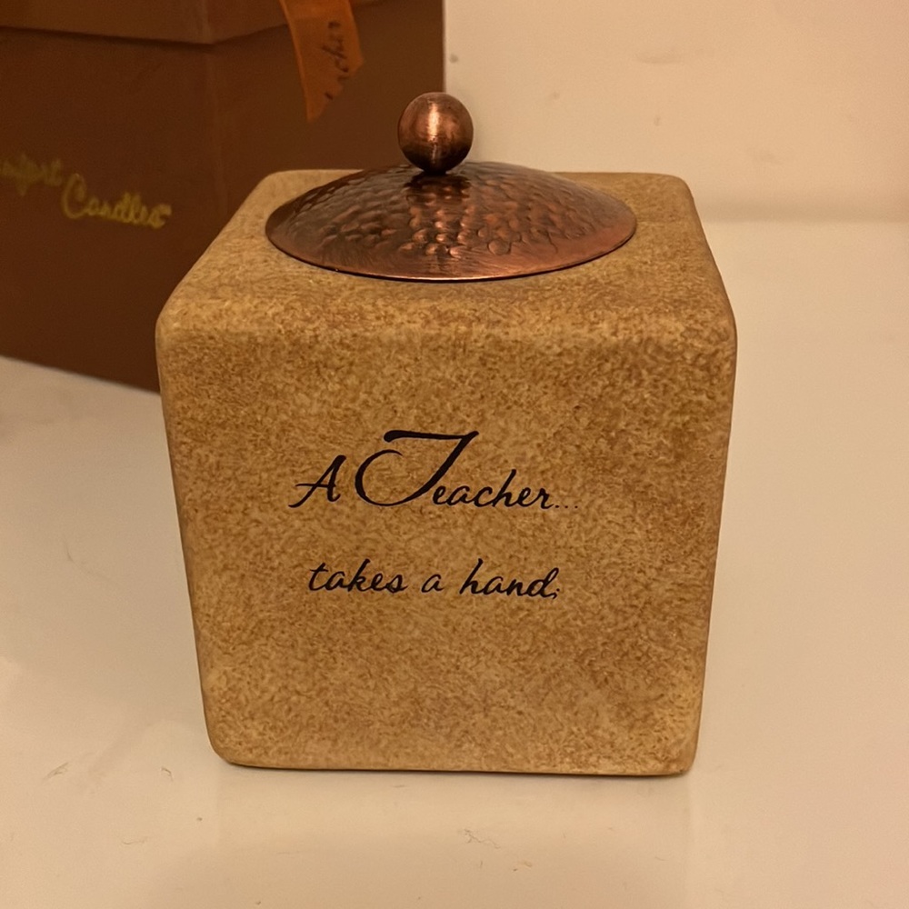 Tea light candle holder with candle - for a teacher